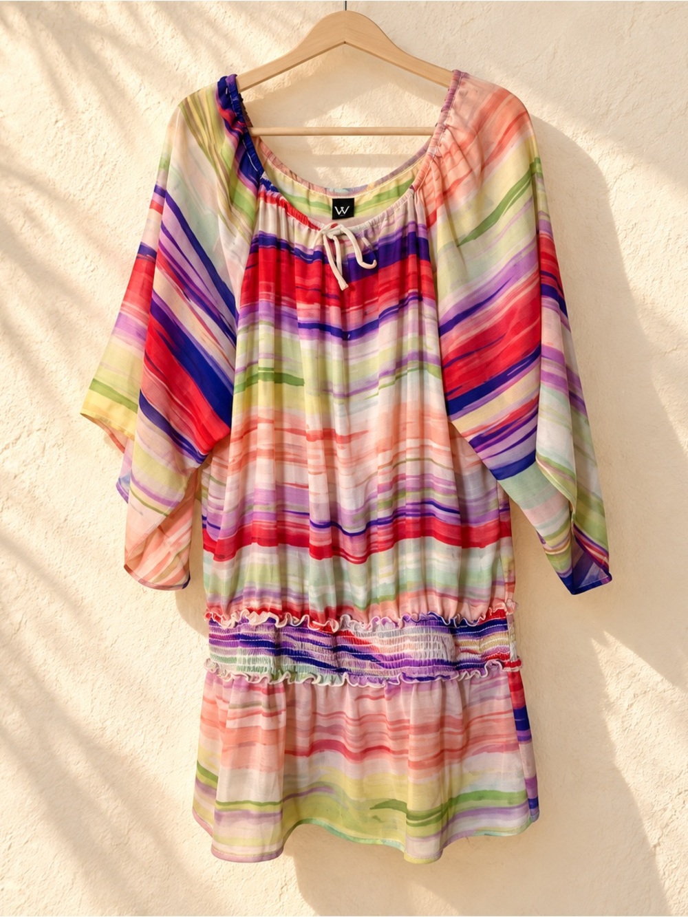 Colorful Striped W Swim Cover Up